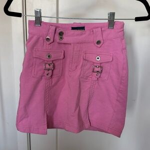 Pink High-Waisted Cargo Mini Skirt